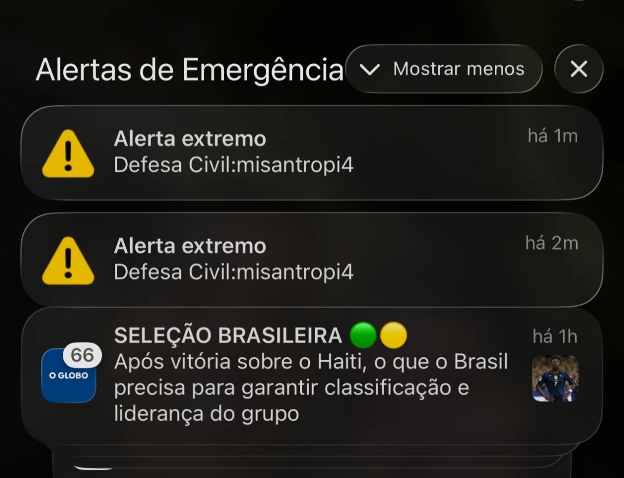 Defesa Civil Nacional envia alerta sonoro extremo a celulares; órgão fala em possível ataque hacker