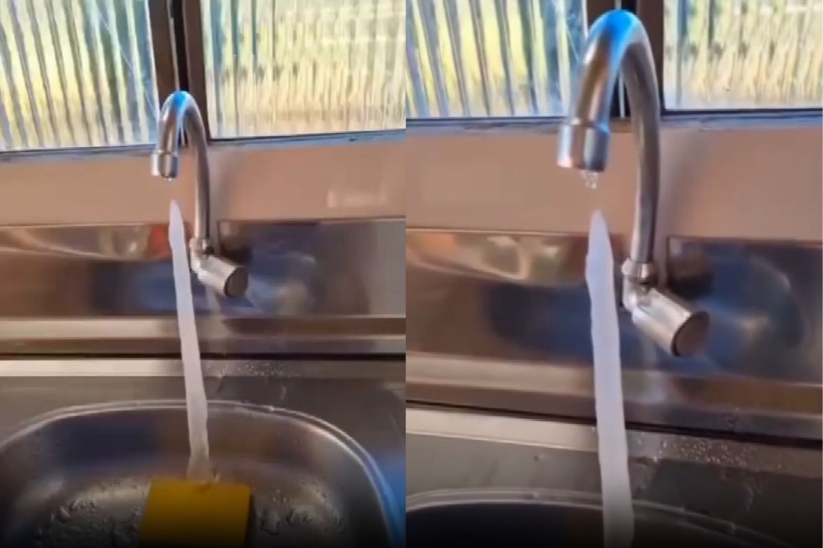 Vídeo: goteira vira gelo em torneira durante manhã com sensação térmica de - 4,9°C em cidade do Paraná